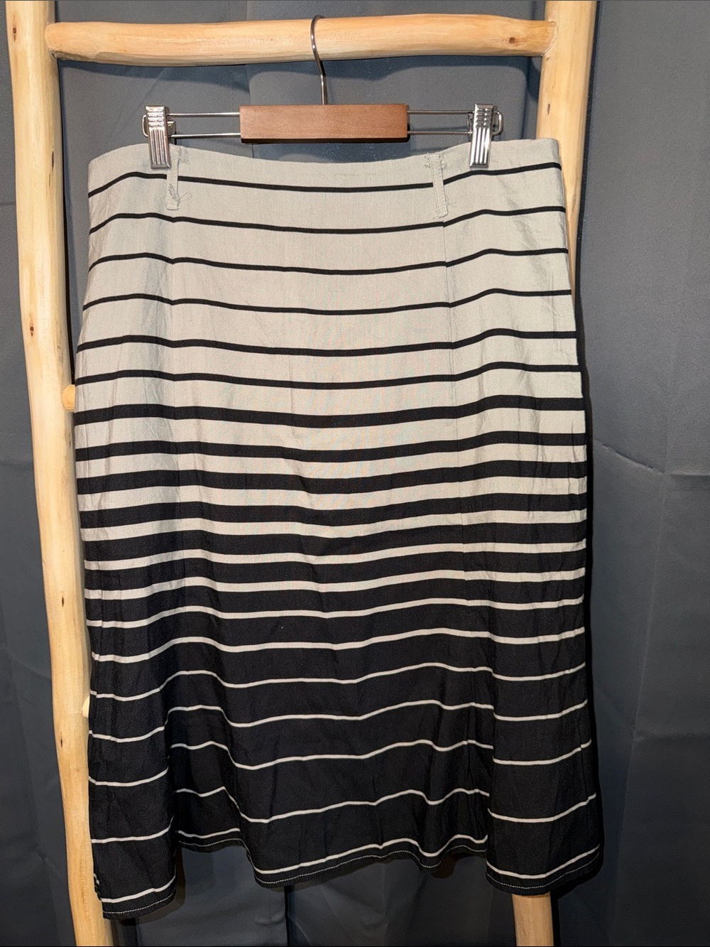 Striped Black and White A-Line Skirt